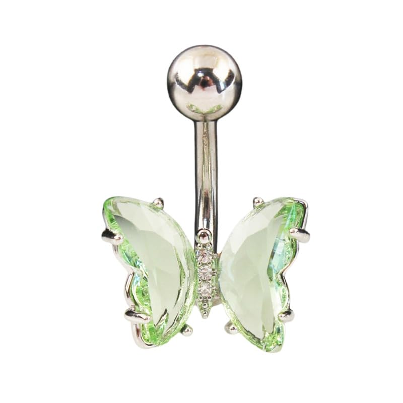 carl vinson Women & Girls Zircon Butterfly Belly Button Ring | Small Short Bar Titanium Steel Navel Piercing Jewelry-picture-6