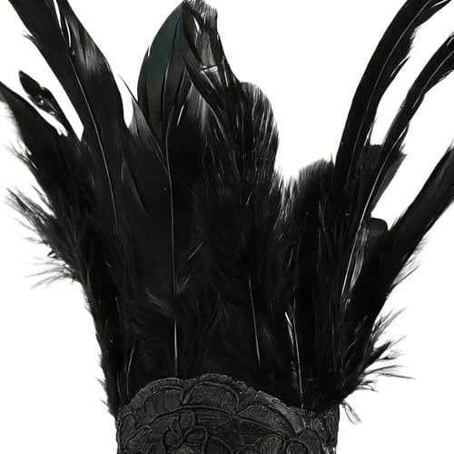 Guantes de encaje sin dedos con plumas para disfraces de mujer 6