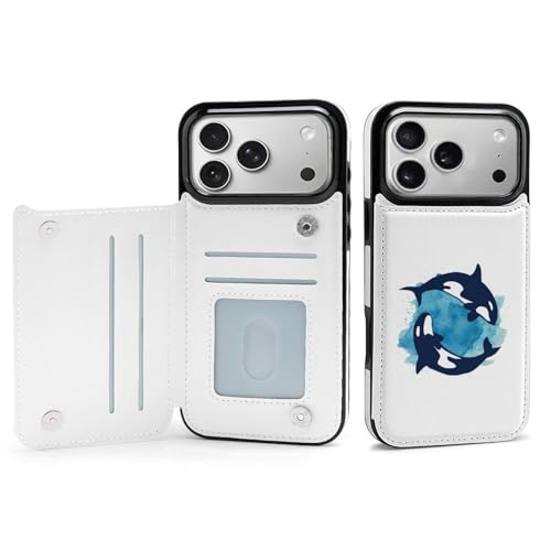 iPhone17ProMax用ケース 手帳型 イルカ サメ柄 シャチ柄 鮫 鯱柄 アイフォン17ProMaxケース 手帳型 背面 財布型 スマホケース 軽量 耐衝撃 ICカード収納 スタンド機能 おしゃれ シンプル