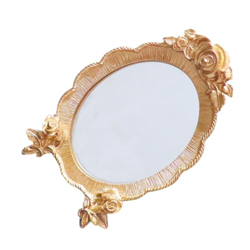 SOESFOUFU Retro Vintage Desktop Mirror Compact Standing Makeup Tool for Home Travel Elegant Design High Definition Surface for Women