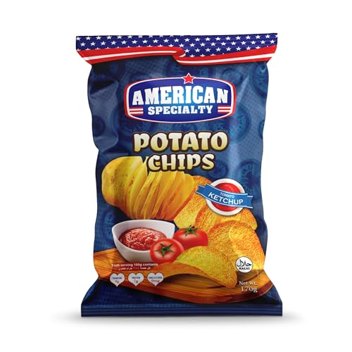 American Specialty Potato Chips - Tomato Ketchup 170g - Zero Cholesterol and Zero Trans Fat - Made From Premium Ingredients
