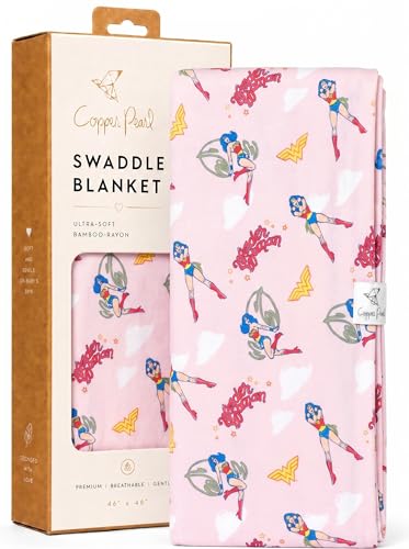 Image of Copper Pearl Swaddle Blankets for Newborns | Soft Stretchy Receiving Blankets for Boys and Girls | Large 46 x 46 Inch Baby Blankets | Lightweight and Breathable Swaddles | Wonder Woman