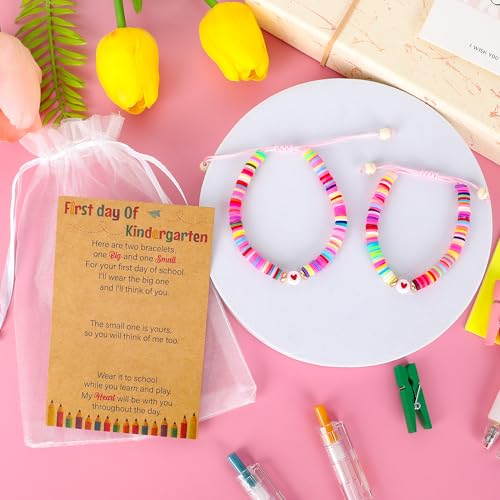 Image of Back to School Supplies, First Day of Kindergarten Bracelet, Back to School Bracelet Mommy and Me, Prek Matching Wish Bracelets Set, Adjustable Bracelet for Boys Girls Gifts Stuff Bulk