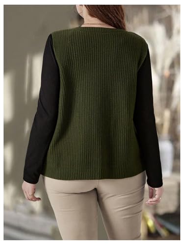 MakeMeChic Women's Plus Size Sweater Vest Scoop Neck Button Down Crochet Knit Sleeveless Sweater Vest2