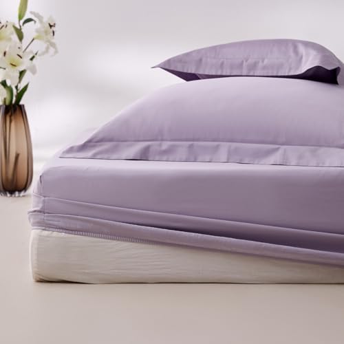 Sábanas bajeras de bolsillo extraprofundo, ropa de cama de algodón elástico duradero, súper suave para máxima comodidad y estilo