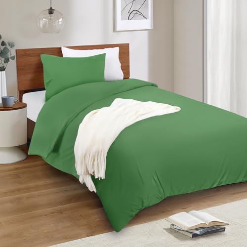 Image of Mejoroom Green Twin Duvet Cover - Soft and Breathable Twin Bedding Sets with Zipper Closure, 2Pieces, 1 Duvet Cover (68x90) and 1 Pillow case(20x26)
