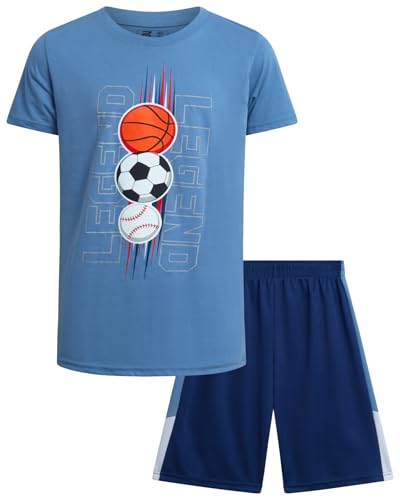 Image of Pro Athlete Active Boys Short Sets - 2 Piece Performance Crewneck Short Sleeve T-Shirt and Shorts Boys Athletic Sets (8-16)
