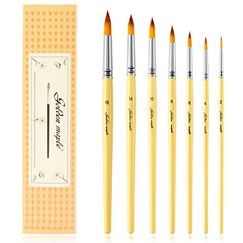 Fuumuui Artiste Pinceau set-7pcs Cheveux en Nylon Pointe Ronde pinceaux à Pointe pour Huile, Aquarelle, Acrylique, Gouache Peinture