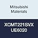 Mitsubishi Materials XCMT221SVX UE6020 Carbide XC Type Turning Insert with Hole, Unstable Cutting, Coated, Special, 0.250" IC, 0.125" Thick, 0.016" Corner Radius, SVX Breaker (Pack of 10)