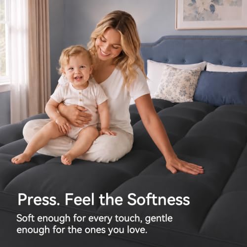 ELEMUSE Queen Black Thick Pillow Mattress Topper $32.91 AC - image 3
