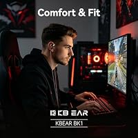 KB EAR IEM, kabelgebundene Gaming-Ohrhörer, 1DD, HiFi-Kopfhörer mit abnehmbarem 2-Pin-C-Kabel für Gamer/Musiker (Schwarz, 3,5 ohne Mikrofon) – Ansicht 6