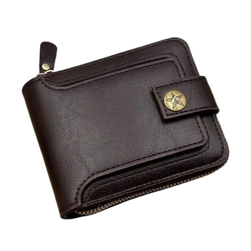 Men’s Genuine Leather Wallet with Zipper Closure Compact Bifold Design with ID Window Coin Pocket and Multiple Card Slots-image-29