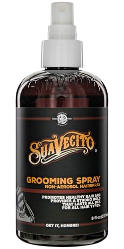 Suavecito Grooming Non-Aerosol Hairspray for Men - 8 oz - Classic Barber Scent, Medium Shine, Strong Hold Hair Spray - Works on all Hair Types & Textures