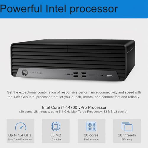 Image of HP Elite SFF 800 G9 Business Desktop PC (Intel 20-Core i7-14700 VPro (> i9-12900), 64GB DDR5 RAM, 2TB SSD, UHD Graphics 770), Small Form Factor for IT, Enterprise, 2x DisplayPort, Ethernet, Win 11 Pro
