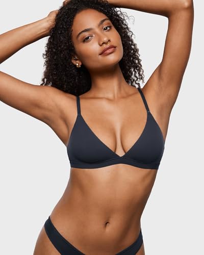 Image of INLYRIC Women's Inbarely Triangle Bralette Plunge Unlined Seamless Bra No Underwire Sexy Comfortable Everyday