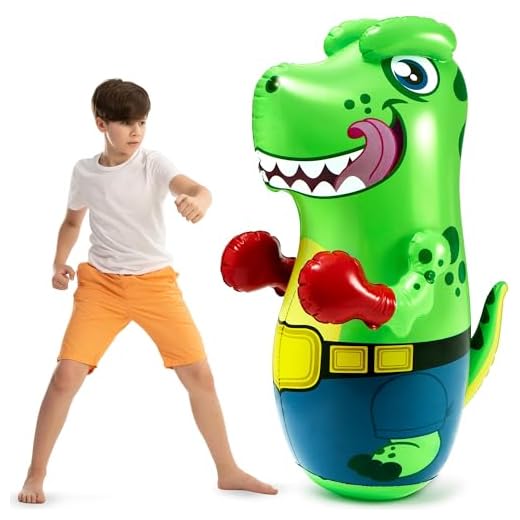 JOYIN Inflatable T-Rex Dinosaur Bopper 47 Inches, Kids Punching Bag with Bounce-Back Action,Inflatable Punching Bag for Kids Gift