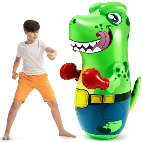 JOYIN Inflatable T.rex Dinosaur Bopper 47 Inches, Bop Bag Inflatable Punching Toy, Kids Punching Bag with Bounce-Back Action by JOYIN - Used condition - US$15.86