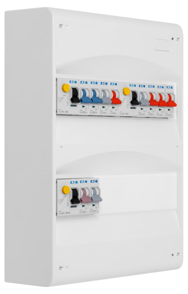 EATON - Cuadro 2 filas preequipadas 2 inter. diff. 40 A + 1 inter. diff. 40 A + 10 disyuntores