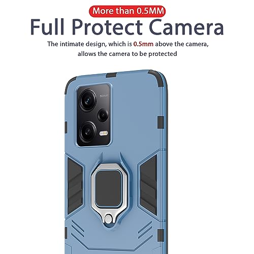 Image of Pikkme Poco X5 5G / Mi Redmi Note 12 5G Back Cover | D5 Tough Armor Bumper | 360 Protection Case | Ring Holder Stand Case for Poco X5 5G / Mi Redmi Note 12 5G (Blue)