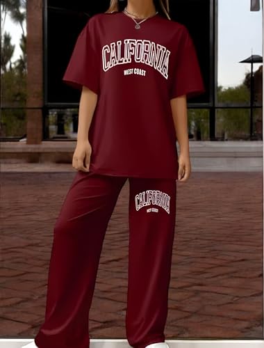 Image of My Swag Women Casual T-Shirt & Trouser Co-Ords Set Half Sleeve Loose-Fit Summer Cord Set 2 Piece Black Outfit Pajama Set for Women & Girls