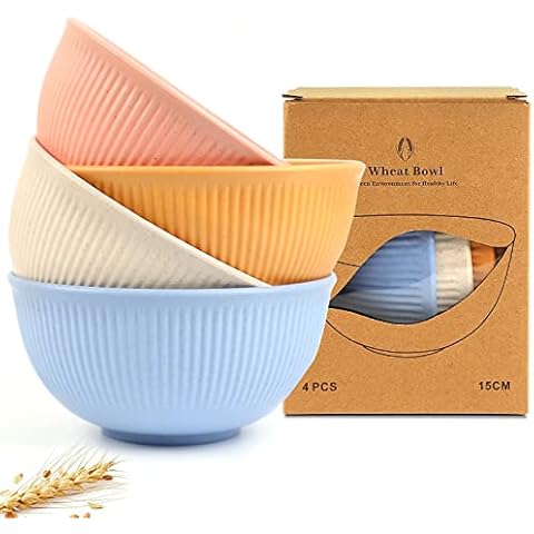 YADIMI 4Pcs Cereal Bowls 24oz Unbreakable Cereal Bowl Soup Bowl Eco-Friendly Pasta Bowls, Microwave & Dishwasher Safe,Tableware Bowls Breakfast Bowls for Kids and Adults Cover