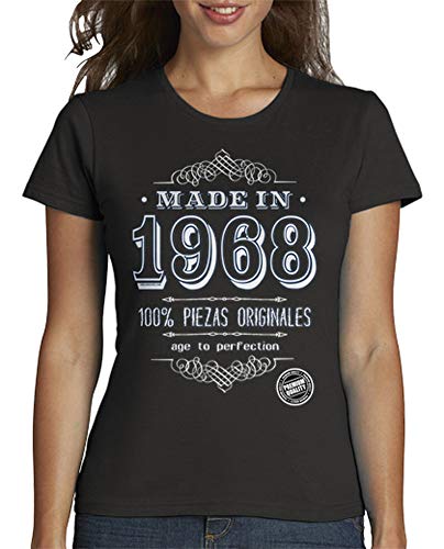 latostadora - Camiseta Made In 1968 para Mujer Gris Oscuro XL