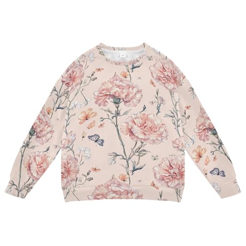 JUNZAN Sweet Carnation Rose Gold Big Boys Sweatshirt Hoodie Crewneck Sweatshirts for Boys Sports 4T