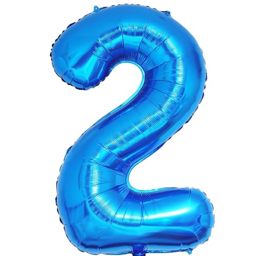 Vthoviwa 101 CM Globo Numero 2 Azul Profundo, Globos 2 Cumpleaños Fiesta Número 2 Decoración Fiesta Del Aniversario Soporte Helio