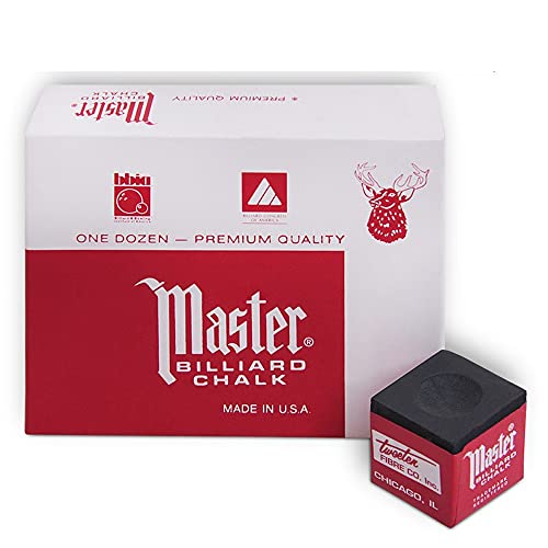 Master Chalk Master Billiard Pool Cue Chalk Premium Quality - 1 Dozen - Made In The Usa + 2 Pcs Of Quality Billiard Pool Table Spots (Black) #TOP2