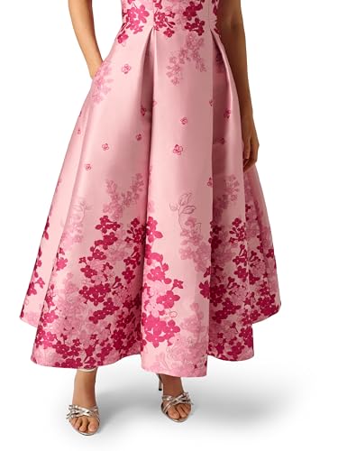 Image of Adrianna Papell Women's Floral Off Shoulder Dress - Formal Jacquard Dress with Fitted Bodice & Structured Long Skirt