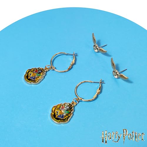 LUV HER Harry Potter Hypoallergenic Earrings for Girls, Stud & Fishhook Drop Sets with Charms One Size Fits All Jewelry for Women Accessories Ages 4+