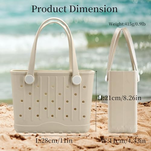 OFNS Small Rubber Tote Bag-Rubber Beach Bag-11in L x 4in W x 8in H-Lightweight Portable Travel Bag-All Purpose EVA Beach Tote3