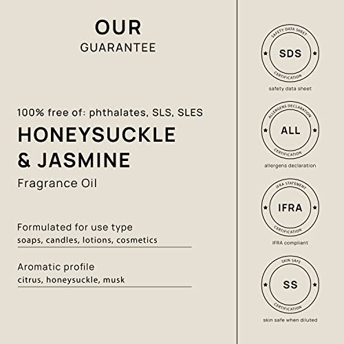 Vinevida [4Oz] Honeysuckle Fragrance Oil For Soap Making Scents For Candle Making, Perfume Oils, Soy Candles, Bubble Bath Bombs, Body Sprays, Home Scent Diffusers, Car Freshies Linen Spray, Slimes #TOP2