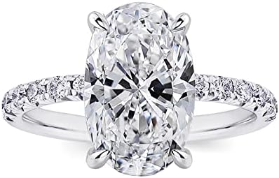 RURULUYA 3.5CT Oval/Radiant Cut Engagement Ring for Women, Promise Ring,925 Sterling Silver 18K White Gold Plated Ring (7, Oval-1)