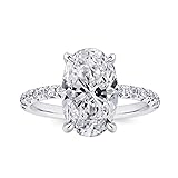 RURULUYA 3.5CT Oval Cut Engagement Rings for Women,Simulated Diamond Ring,925 Sterling Silver 18K Yellow/White Gold Plated Promise Ring (White Gold(3.5CT), 6)