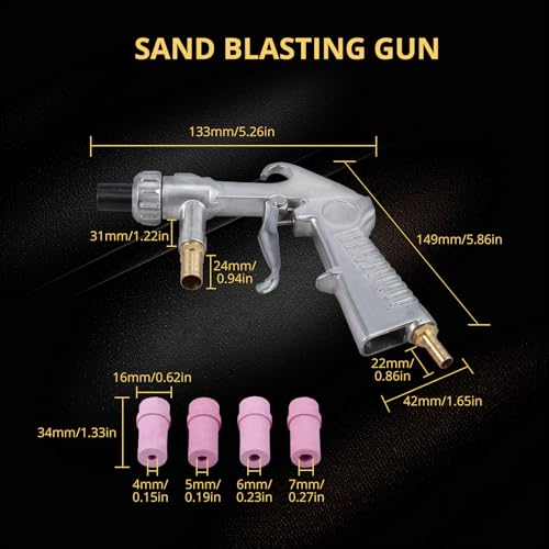 Image of AMTOVL Sand Blasting Guns Sandblaster + 4Pcs Ceramic Nozzles + Extra Iron Nozzle Tip Set