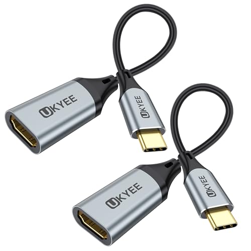 UKYEE USBC to HDMI Adapter 2 Pack,4K@60hz USB Type C to HDMI Converter Compatible [Thunderbolt 3 Compatible] for USBC Port Device and More -Grey