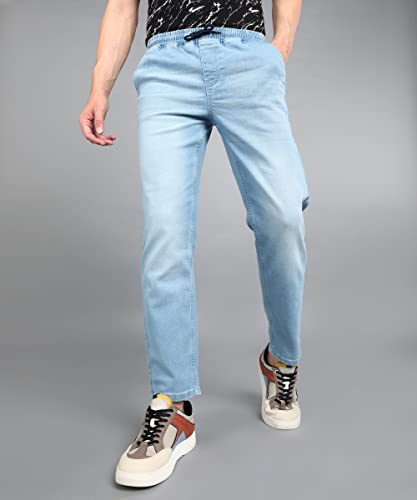 Image of Urbano Fashion Men's Regular Fit Mid Rise Washed Jogger Jeans Stretchable