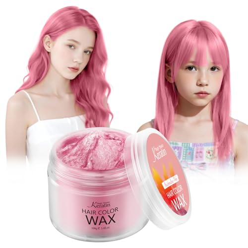 Haarfarbe Wachs, Magic Master Keratin Temporäre Frisur Creme Instant farbiger Ton für Männer und Frauen Party, Festival, Cosplay (Marshmallow Pink)