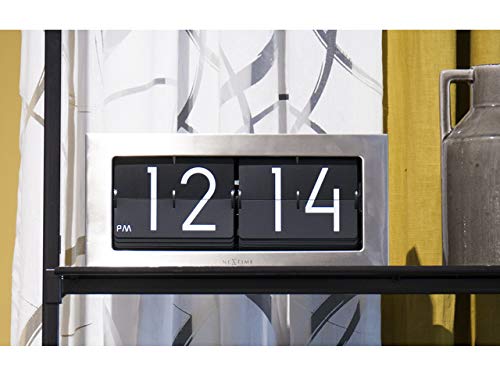Nextime Retro-Table Clock/Wall Clock Big Flip, Flipped Number Clock, Metal, Gold, 36 X 16,7 Cm #TOP5