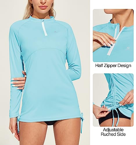 Image of Heathyoga Rash Guard for Women UPF 50+ UV Sun Protection Swim Shirt for Woman Long Sleeve Swimsuits Bathing Suit Tops