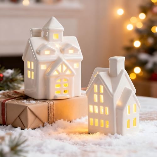 Weihnachtsdorf Deko Weiß 23 Weihnachtsdorf Beleuchtet Weiß,Mini Lichthaus Gästehaus...