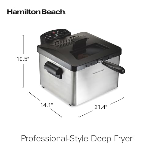 Hamilton Beach Electric Deep Fryer with 3 Baskets and Lid, 4.5 Liters / 19 Cups Oil Capacity, Temperature Control, View Window, Professional Style, 1800 Watts, Stainless Steel (35034) by Hamilton Beach - Image 8