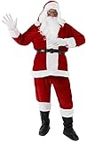 9 in 1 Nikolauskostüm - Größe S-XXXXL - Weihnachtsmannkostüm Verkleidung für Weihnachten - Kostüm für Nikolaus - Weihnachtsmann - Santa Claus - Herren / Erwachsene (Large, rot)