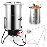 Outvita 50 Qt Turkey Deep Fryer Set, 55,000 BTU Burner Stand, Silver