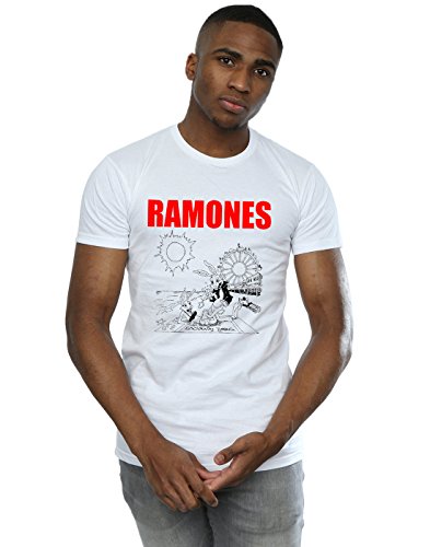 Absolute Cult Ramones Men's Rockaway Beach T-Shirt White X-Large