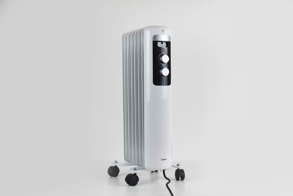 Bimar HO407 Termosifone elettrico, Radiatore ad olio Basso Consumo, calorifero ad olio con 7 Elementi e 5 Canali di Circolazione, Termostato Regolabile, 3 potenze di Riscaldamento, Trasportabile