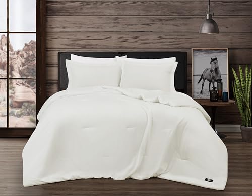 Frye Vintage Washed 100% Cotton 3-Piece King Comforter Set in White Solid Color Oeko-TEX Certified