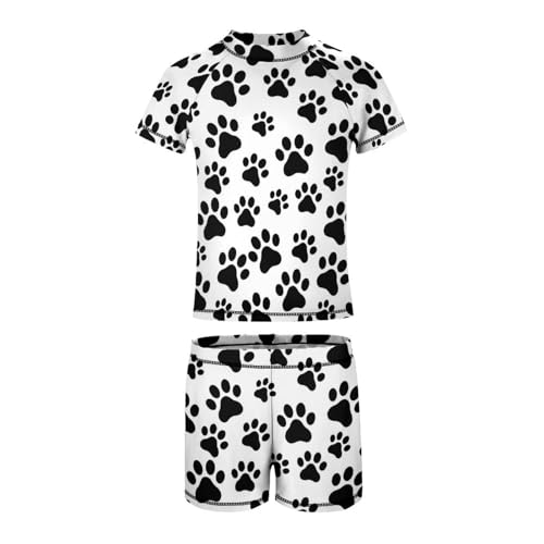 Cute Dog Paw PrintChildren's Swimsuits Boys Two Piece Suit10-12Y（150cm）4