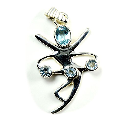 Pendentif topaze bleue danseuse argent massif pour exprimer votre grâce